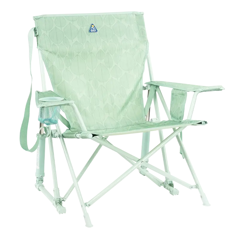 Kickback Rocker, Pastel Green Leaf, Front Right Angled